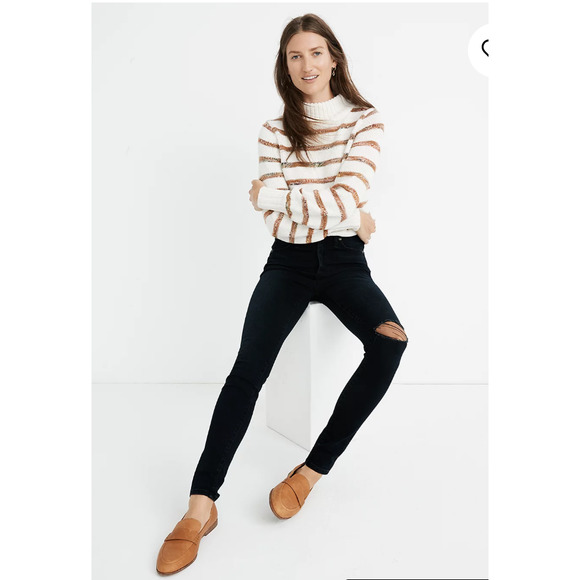 Madewell 10" High-Rise Skinny Jeans in Macalester Wash: Knee-Rip Edition Size 26 - Picture 1 of 13
